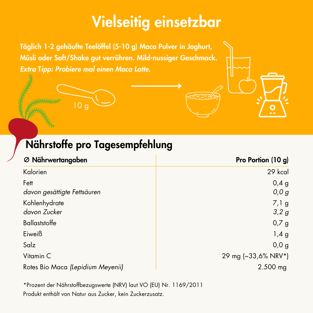 Bio Maca rot Andenkraft Anwendung