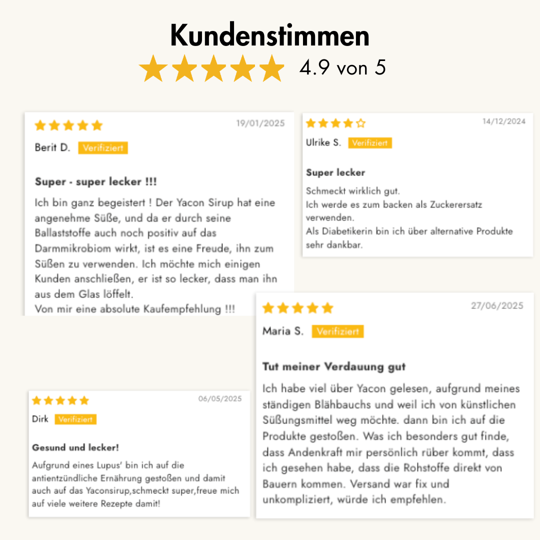 Bewertungen Andenkraft Yacon Produkte