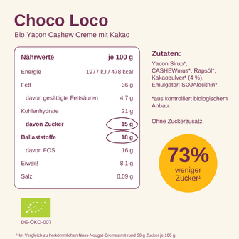 Choco Loco - Yacon Cashew Creme